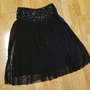 Basil & Maude black beaded waist chiffon skirt 4